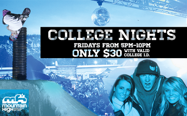$30 Night Tickets Every Friday 5PM-10PM with College ID